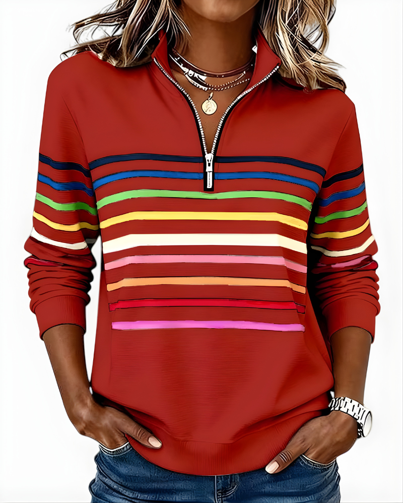 GRACIE | STRIPED ZIP HOODIE