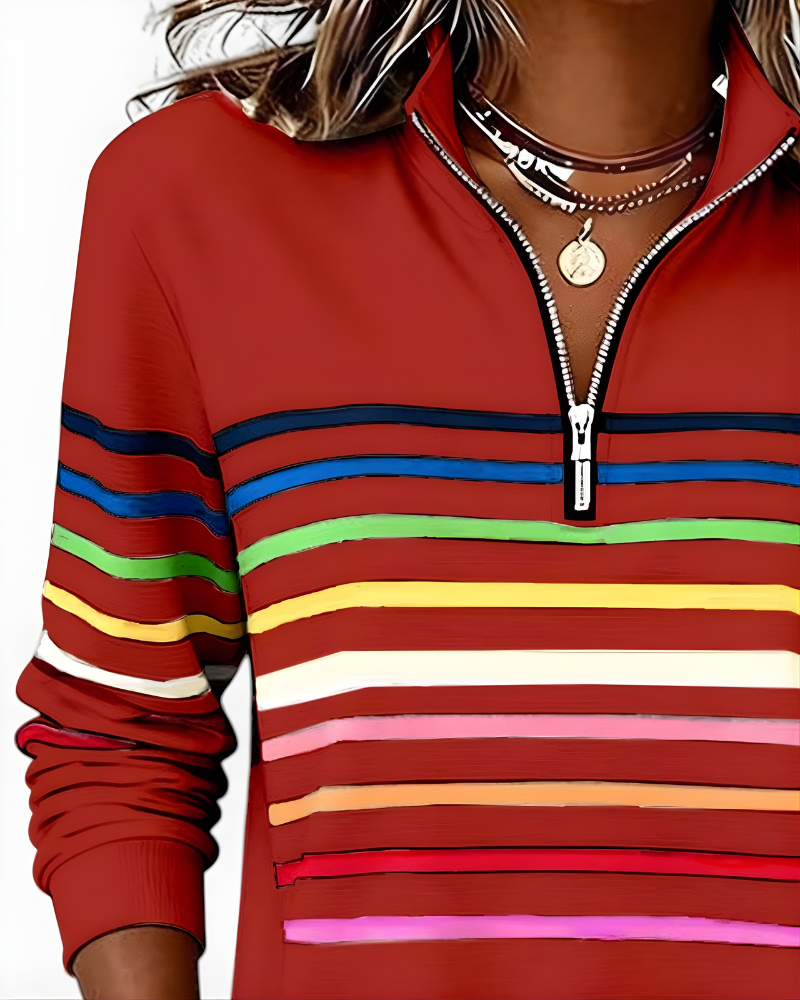 GRACIE | STRIPED ZIP HOODIE