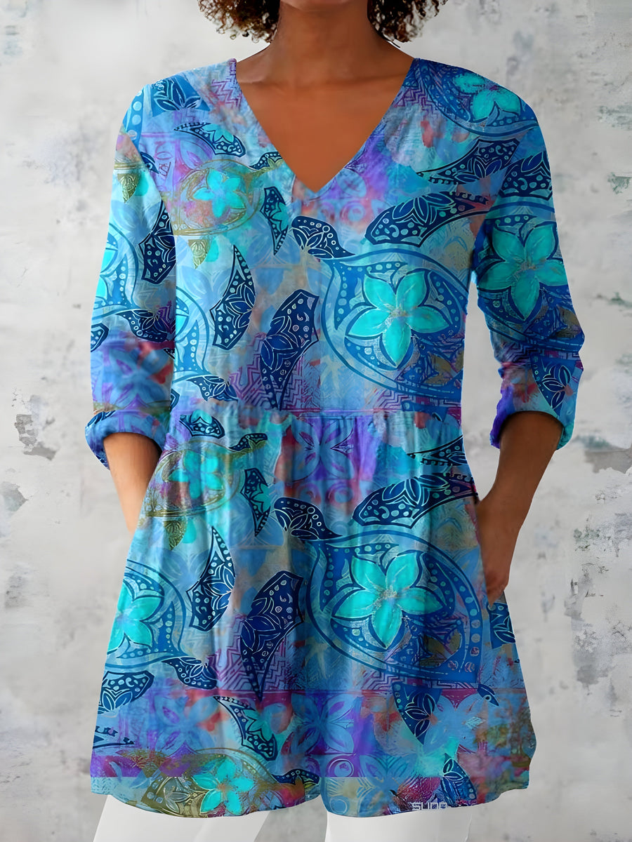 APRIL | LONG BLOUSE WITH V-NECK