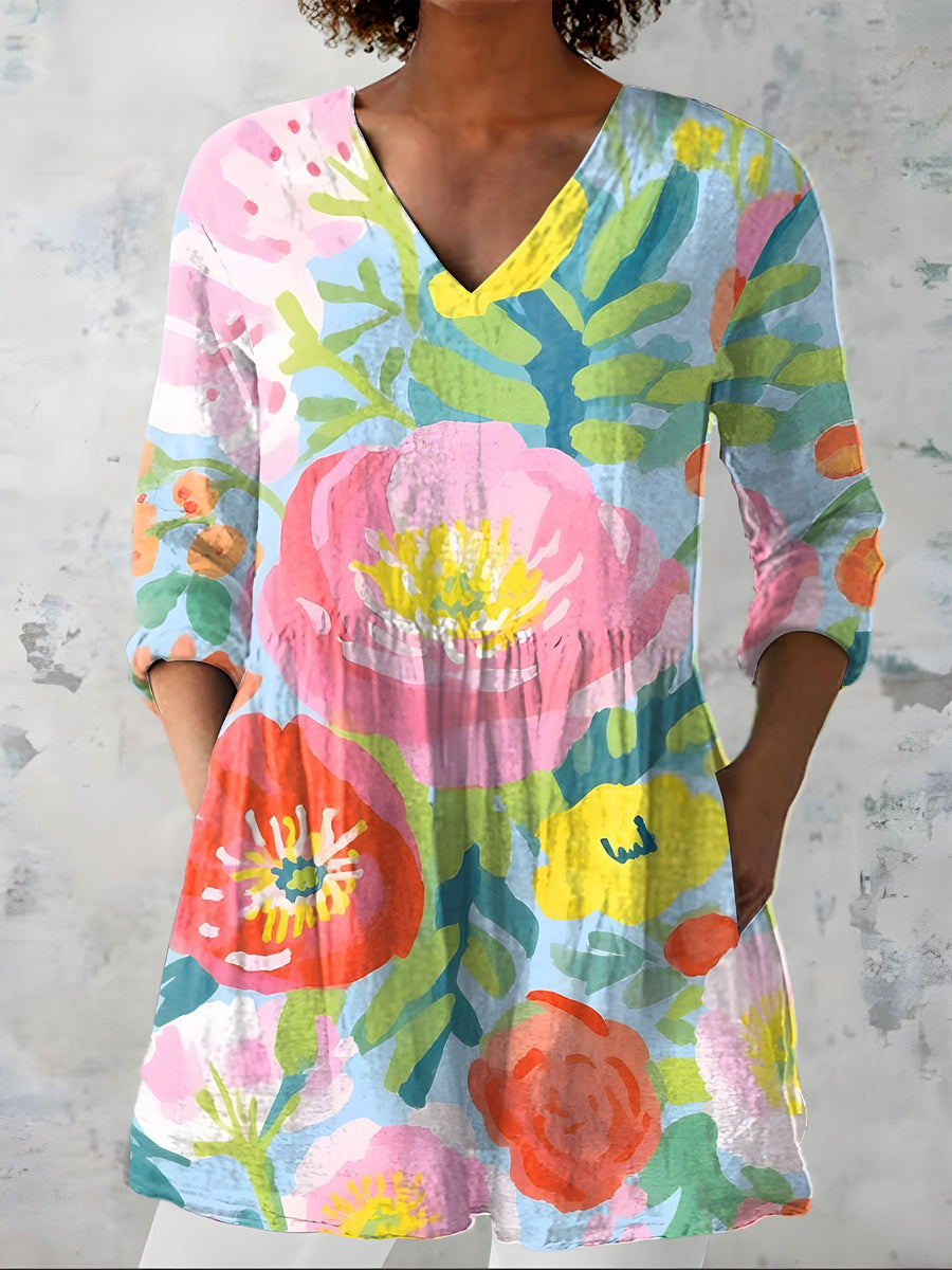 ASHLEIGH | LONG BLOUSE WITH V-NECK