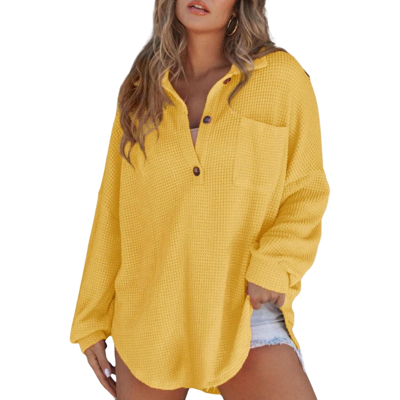 FIONA | CASUAL LIGHTWEIGHT BUTTON V NECK TUNIC BLOUSE