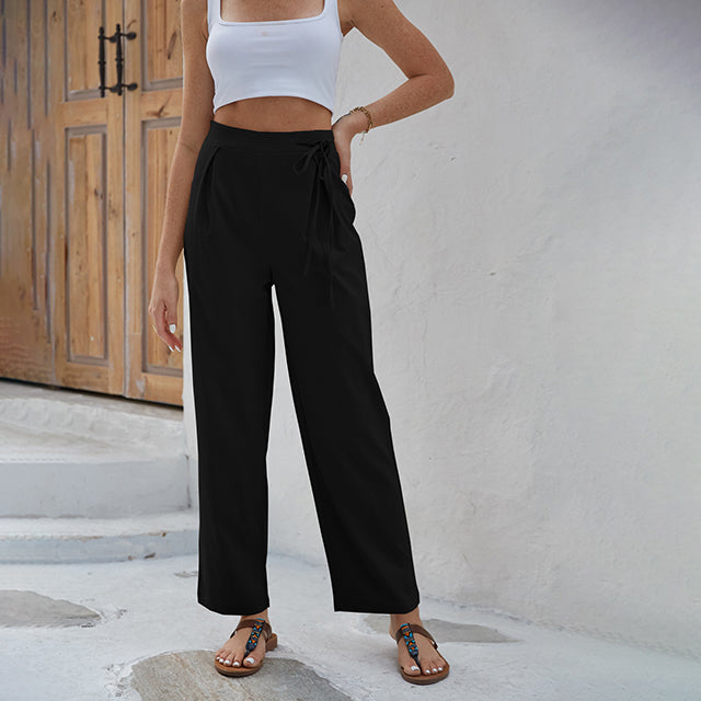 REMI | KNOT-DETAIL WIDE-LEG PANTS