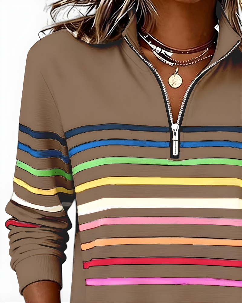 GRACIE | STRIPED ZIP HOODIE