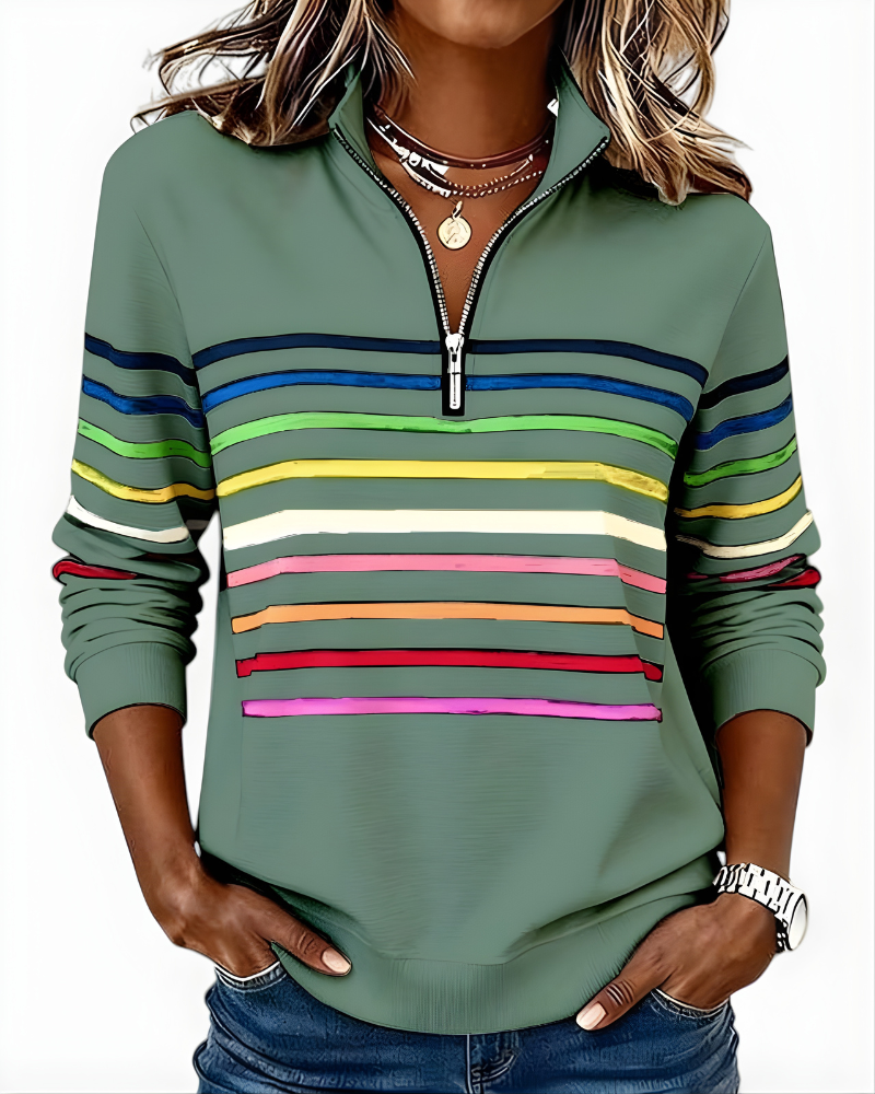 GRACIE | STRIPED ZIP HOODIE