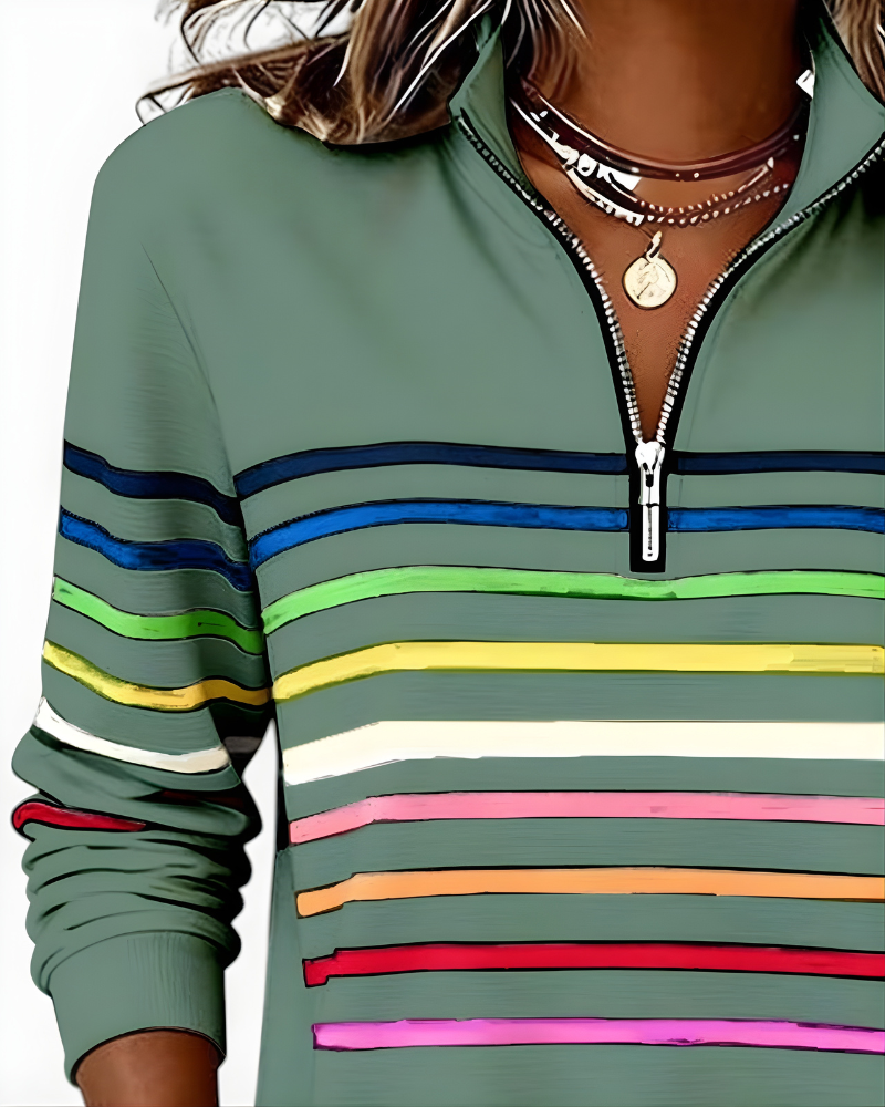 GRACIE | STRIPED ZIP HOODIE