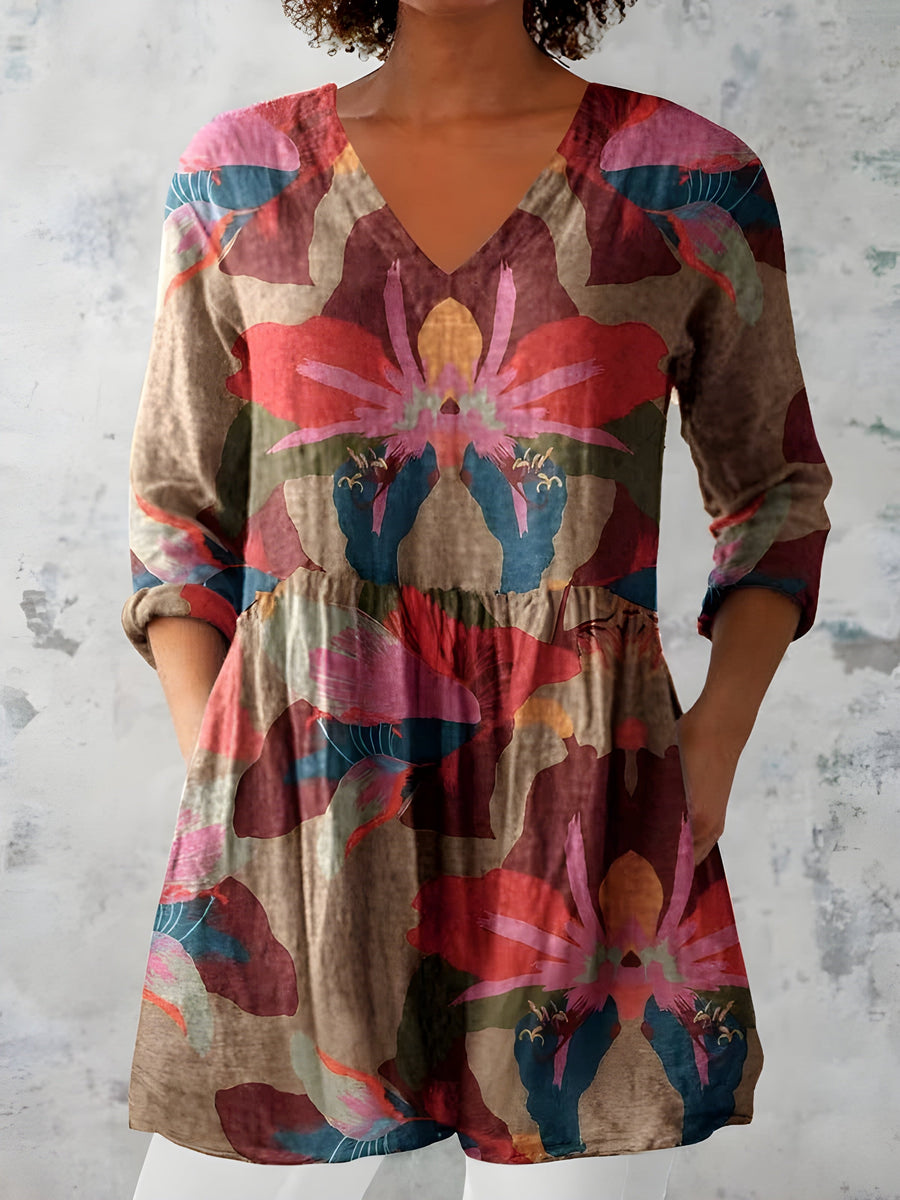 INDIANA | LONG BLOUSE WITH V-NECK