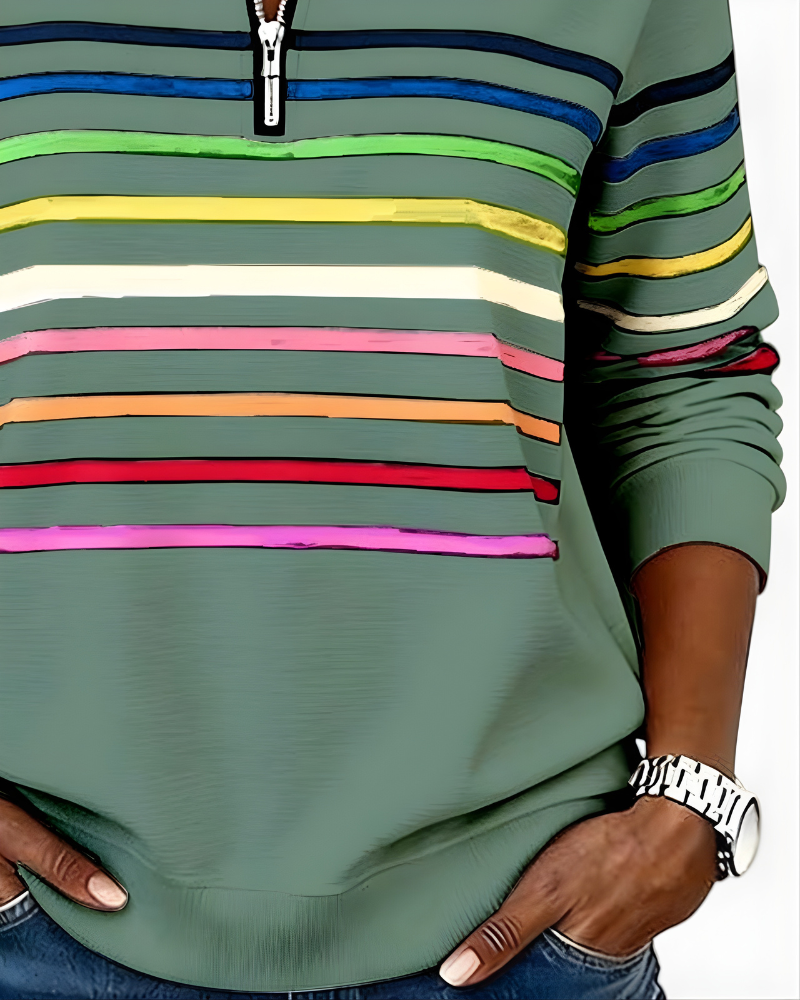 GRACIE | STRIPED ZIP HOODIE