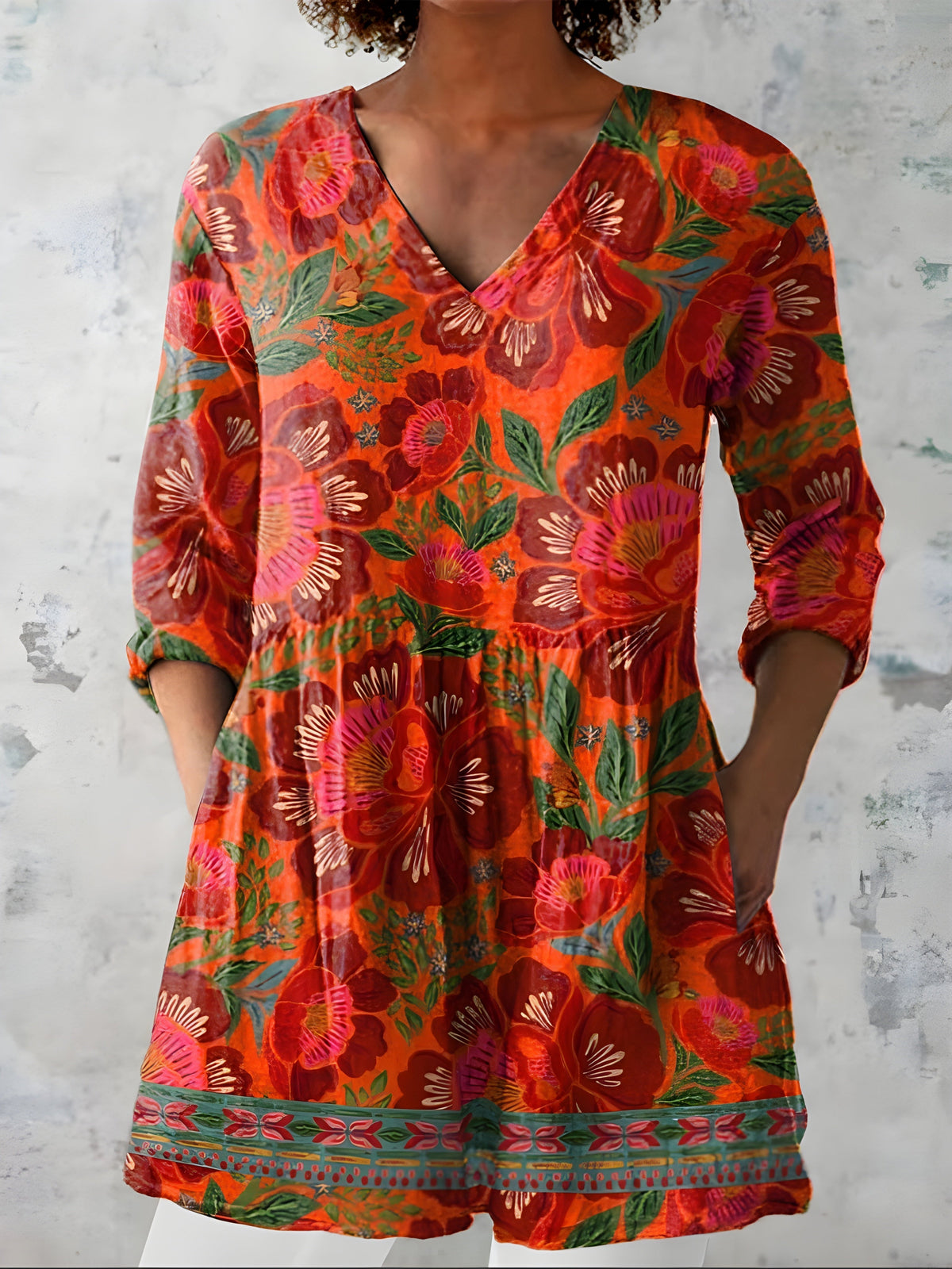 SKYE | LONG BLOUSE WITH V-NECK