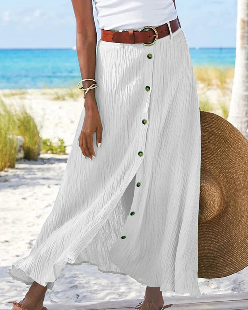 HARRIETTE | FLOWING BUTTON SKIRT