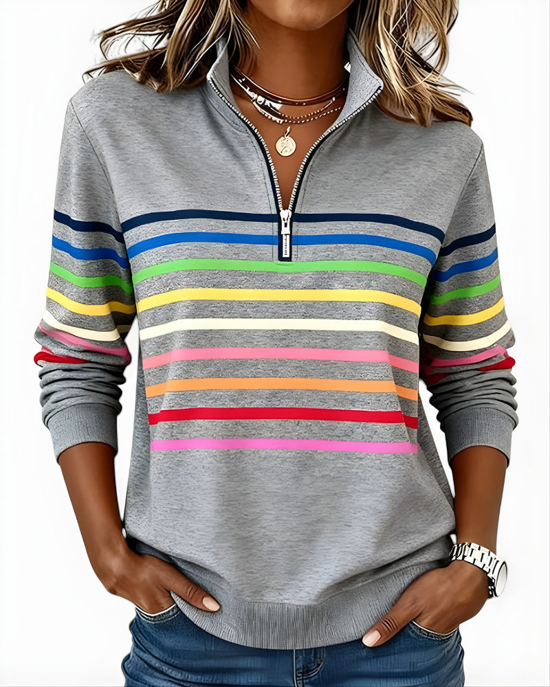 GRACIE | STRIPED ZIP HOODIE