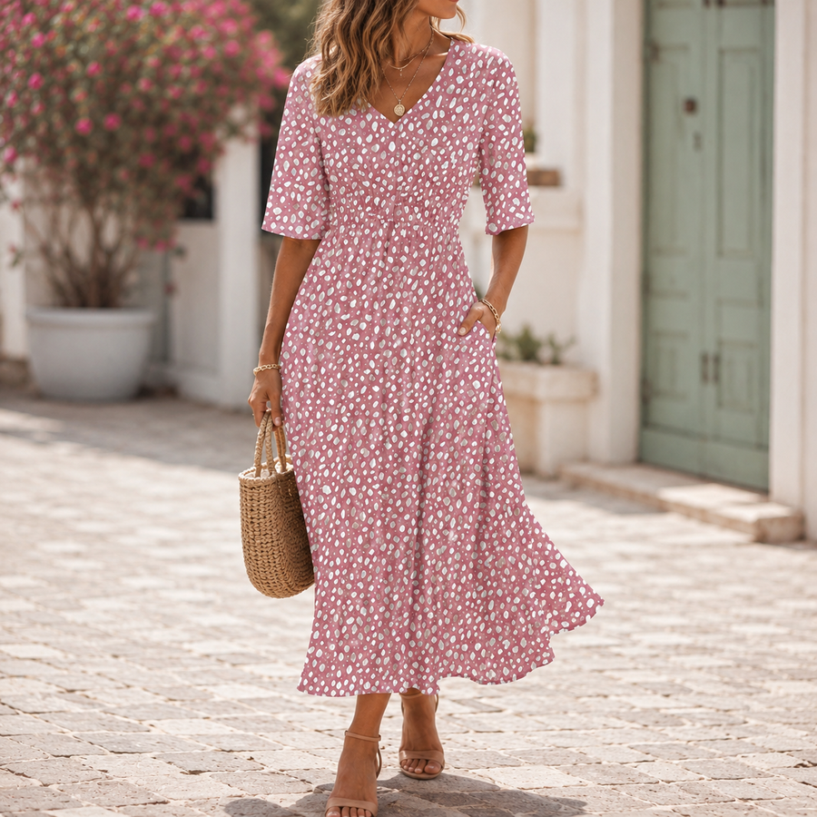 ANNABELLE | ELEGANT MIDI DRESS WITH TUMMY CONCEALING DESIGN
