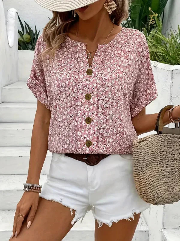 RACHEL | FLORAL BUTTON-UP BLOUSE