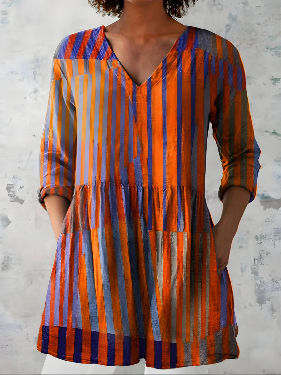 SASHA | LONG BLOUSE WITH V-NECK