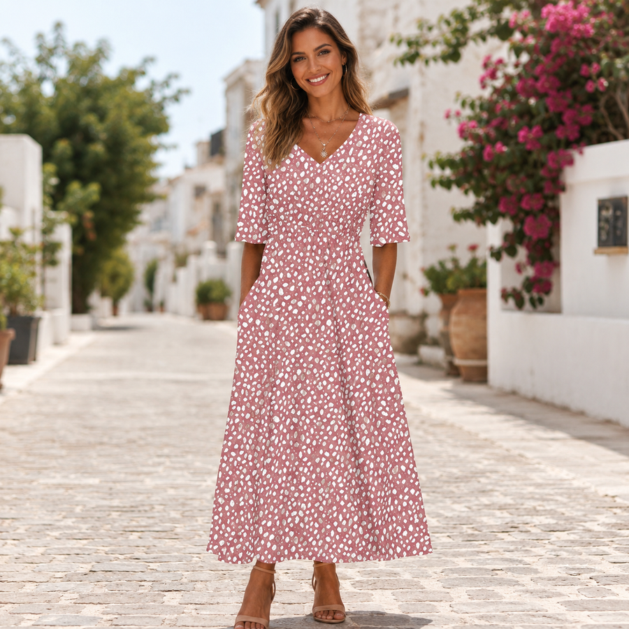 ANNABELLE | ELEGANT MIDI DRESS WITH TUMMY CONCEALING DESIGN