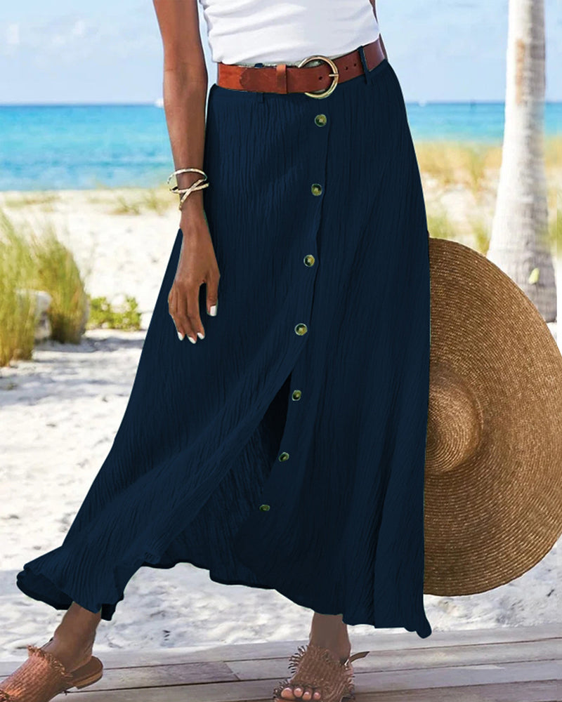 HARRIETTE | FLOWING BUTTON SKIRT