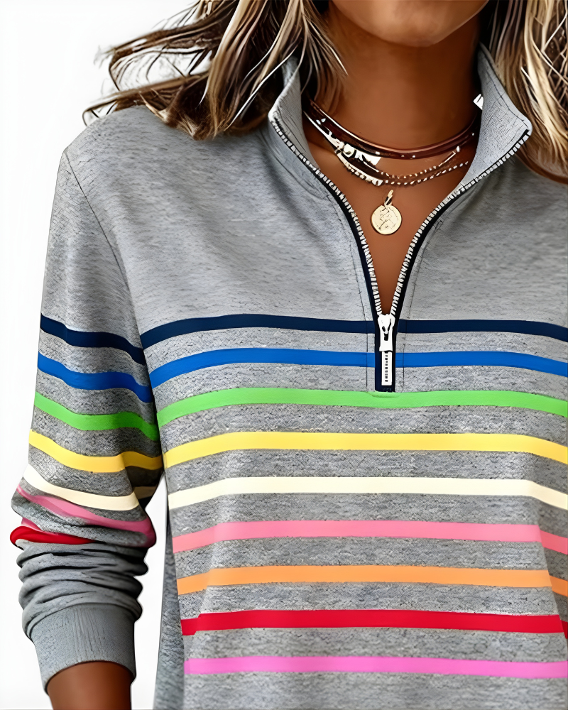 GRACIE | STRIPED ZIP HOODIE