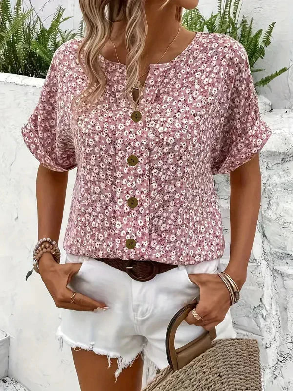 RACHEL | FLORAL BUTTON-UP BLOUSE