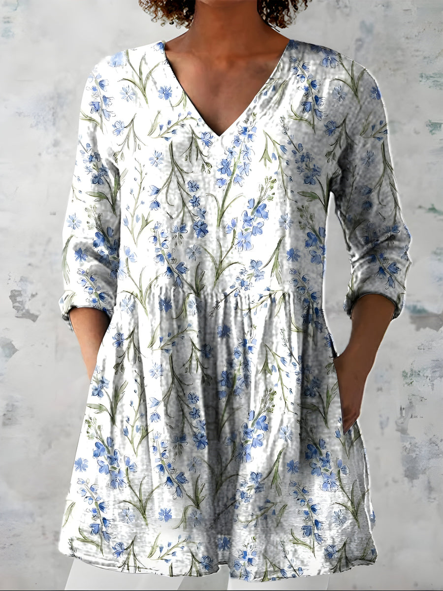 MADDISON | LONG BLOUSE WITH V-NECK