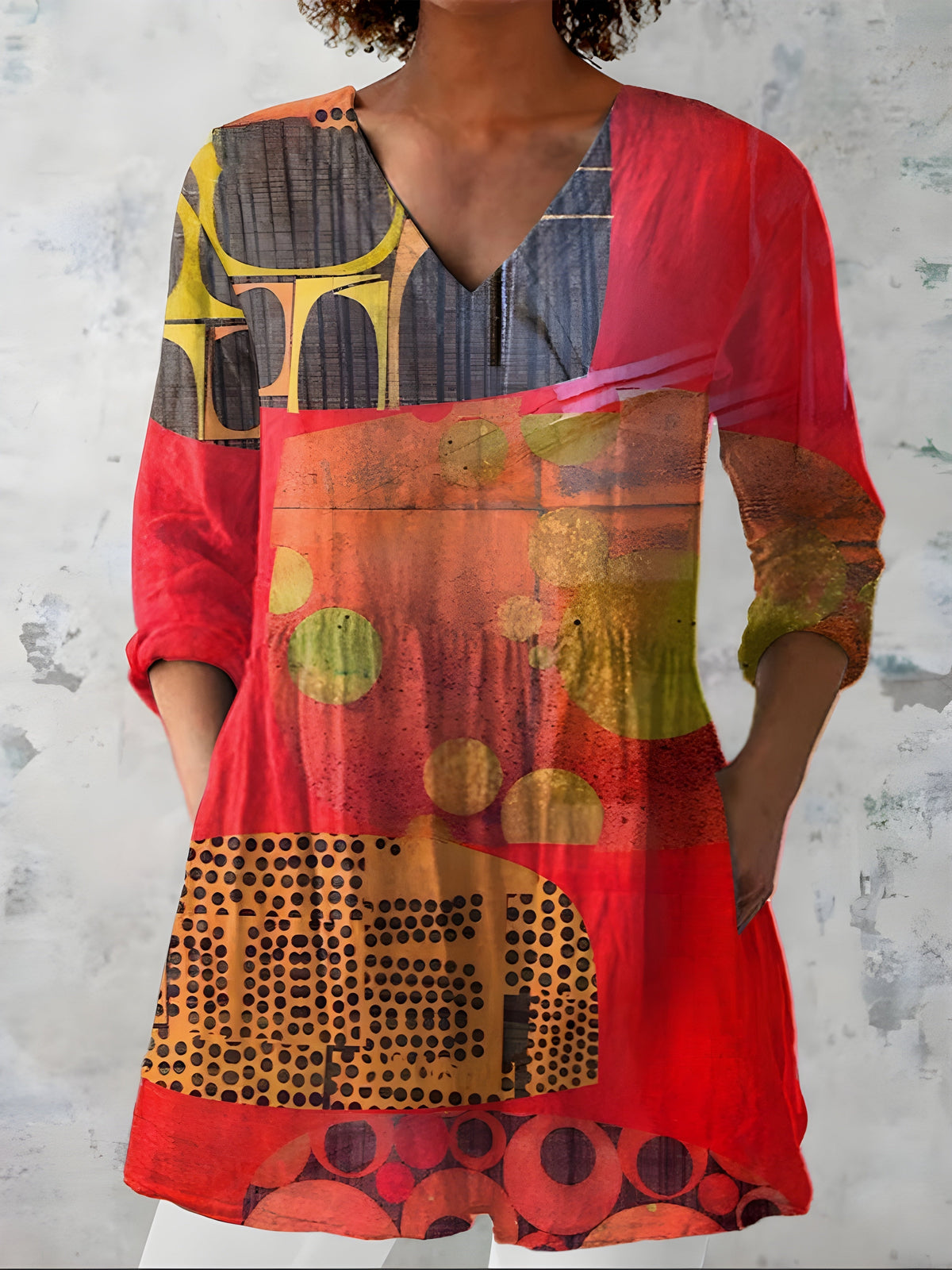 NATALIE | LONG BLOUSE WITH V-NECK