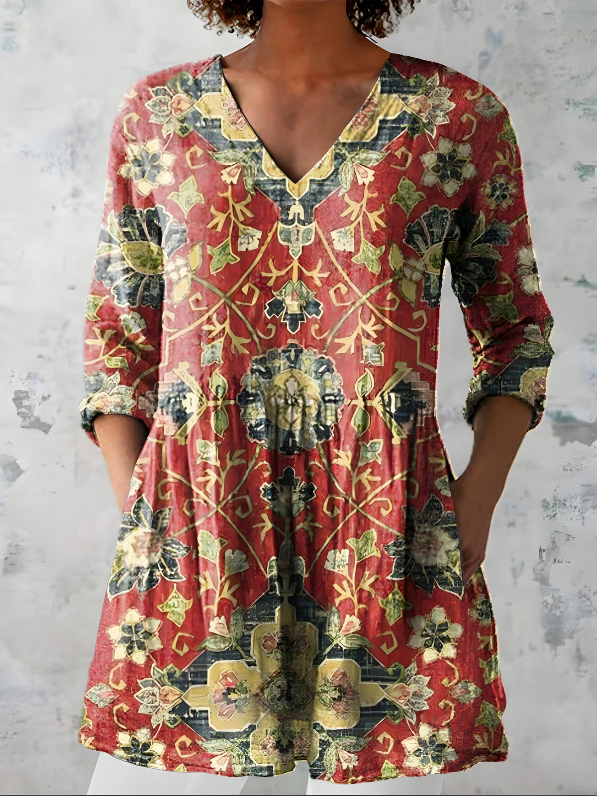 JADE | LONG BLOUSE WITH V-NECK