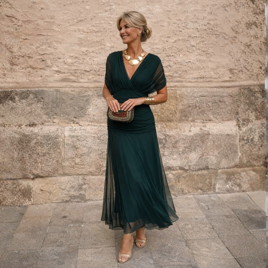 MIKAELA | TUMMY FLATTERING OFF SHOULDER MAXI DRESS
