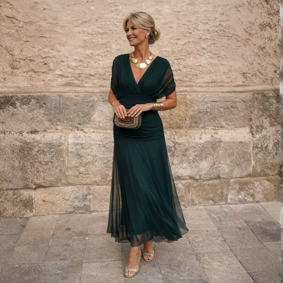 MIKAELA | TUMMY FLATTERING OFF SHOULDER MAXI DRESS