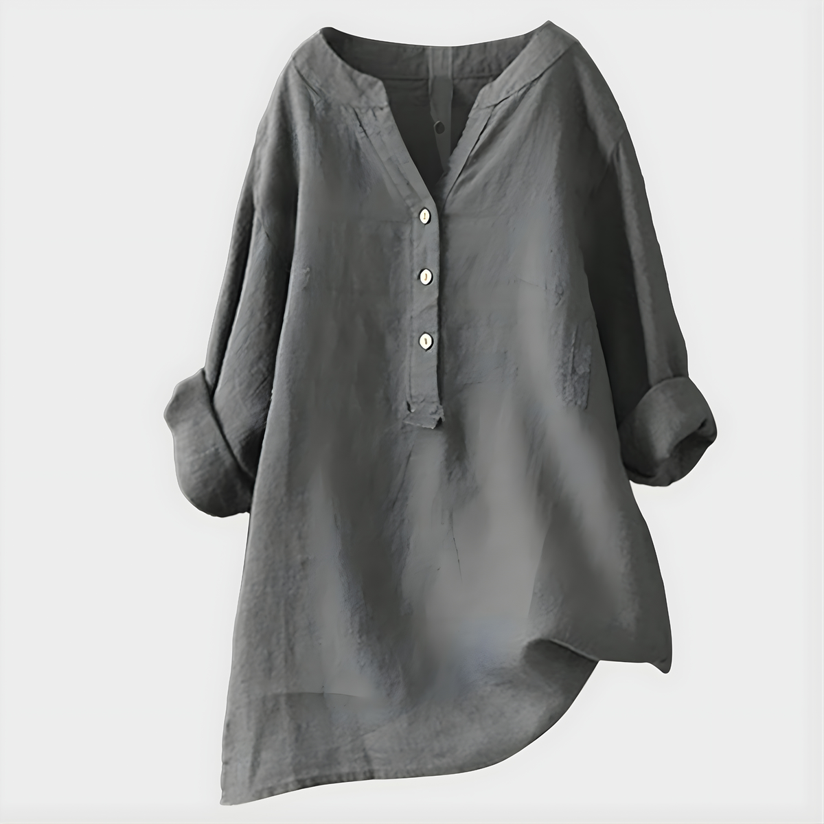 VERONIQUE | ELEGANT COTTON-LINEN V-NECK BLOUSE