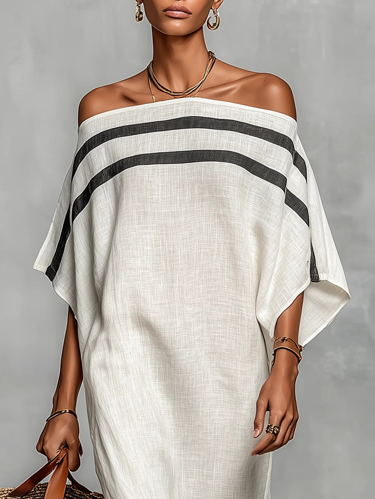 AVELINE | OFF-SHOULDER MAXI DRESS WITH BATWING SLEEVES