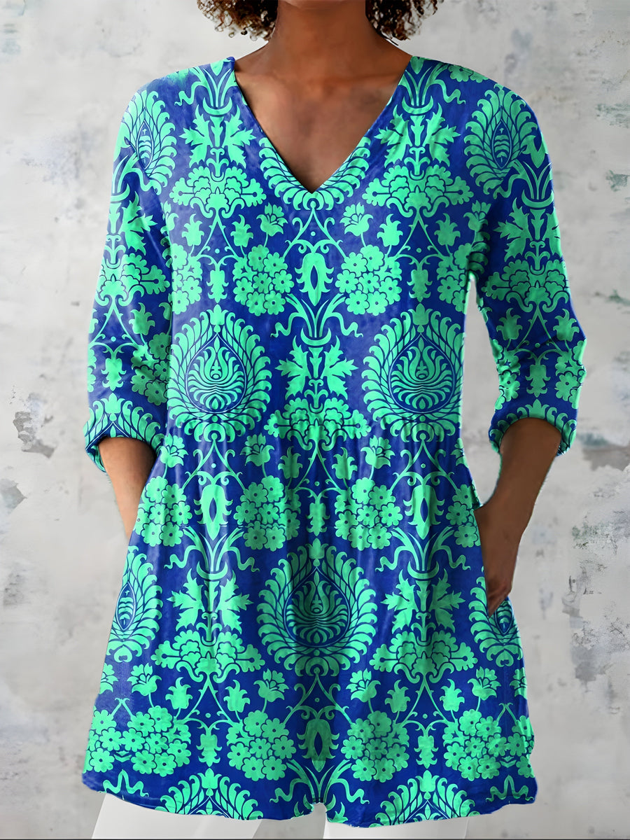 KAYLA | LONG BLOUSE WITH V-NECK