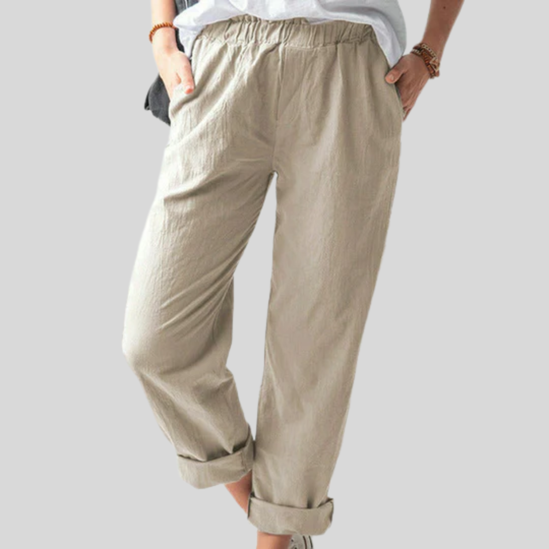 BRYNNE | SOFT TEXTURED LINEN-COTTON PANTS