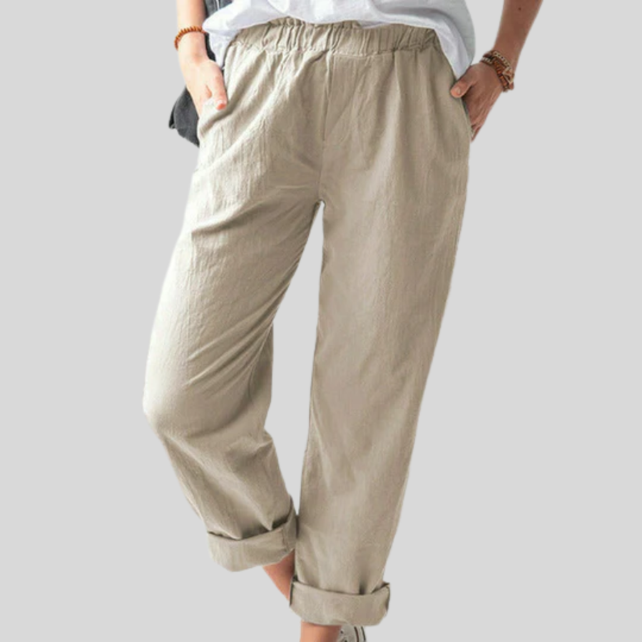 BRYNNE | SOFT TEXTURED LINEN-COTTON PANTS