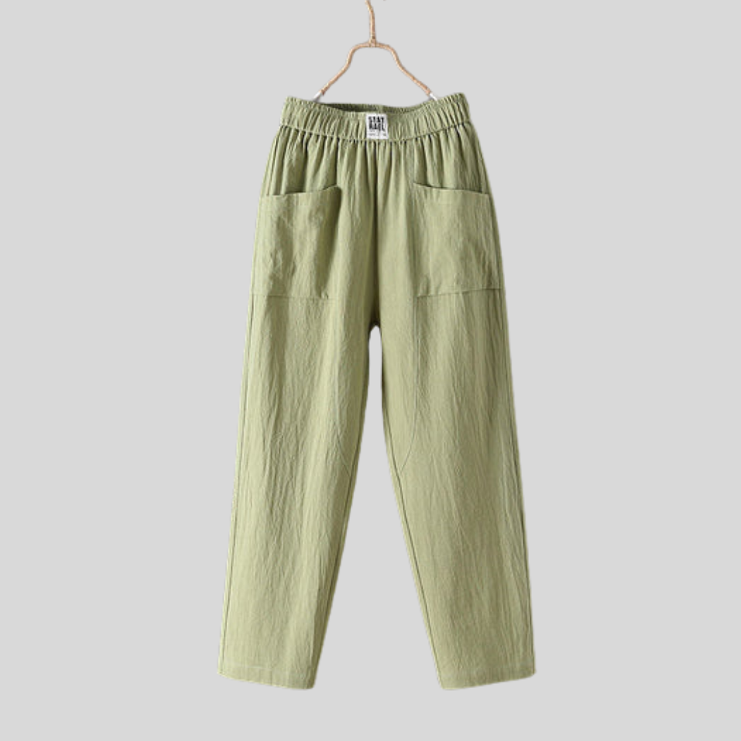 CHARLOTTE | RELAXED COTTON-LINEN PANTS WITH POCKETS