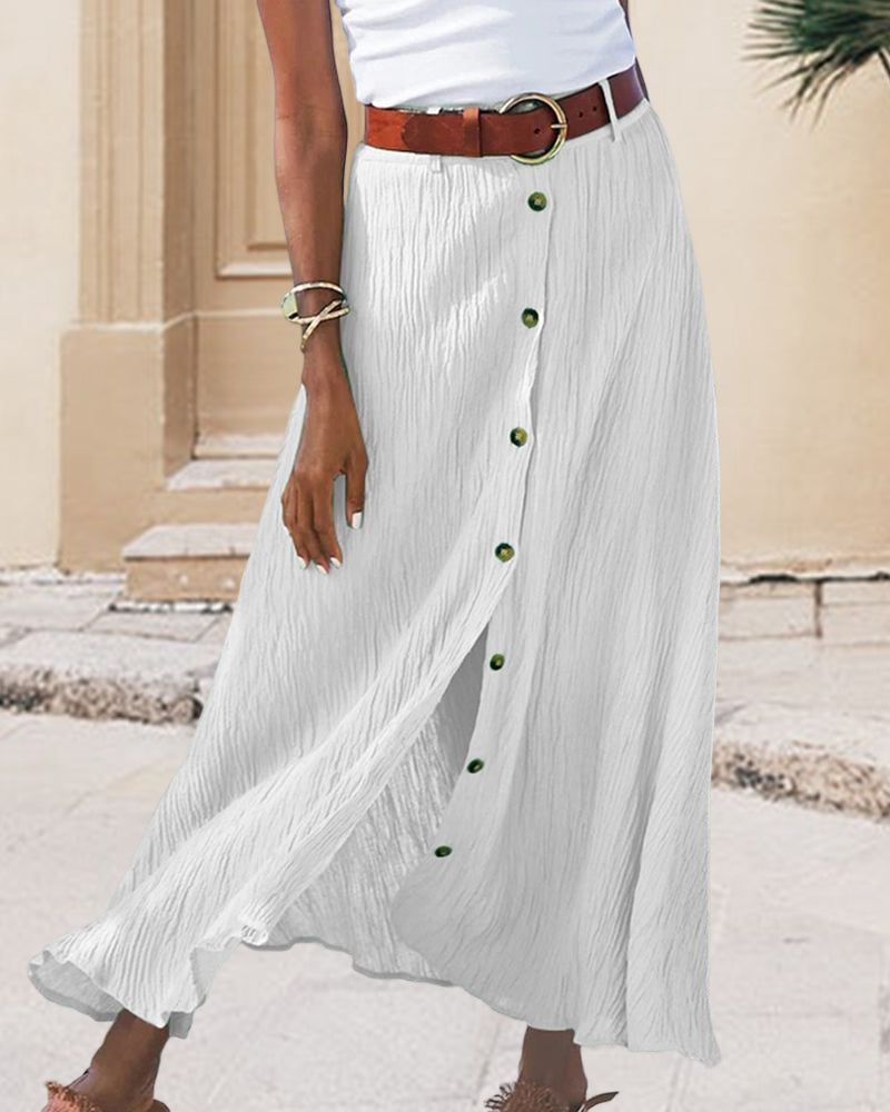 HARRIETTE | FLOWING BUTTON SKIRT