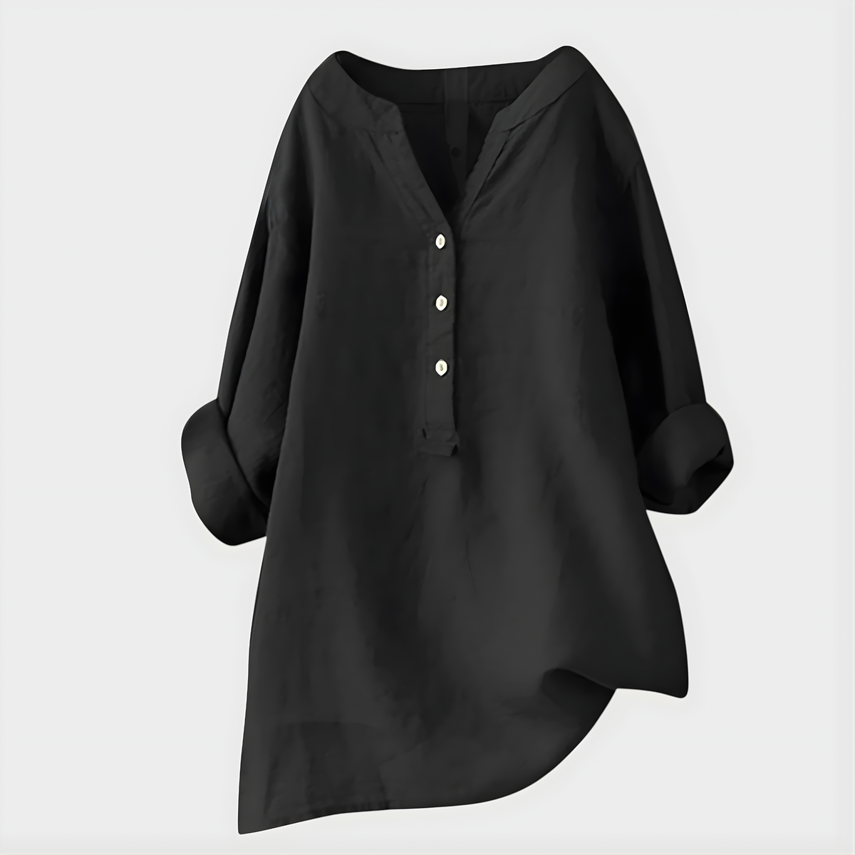 VERONIQUE | ELEGANT COTTON-LINEN V-NECK BLOUSE