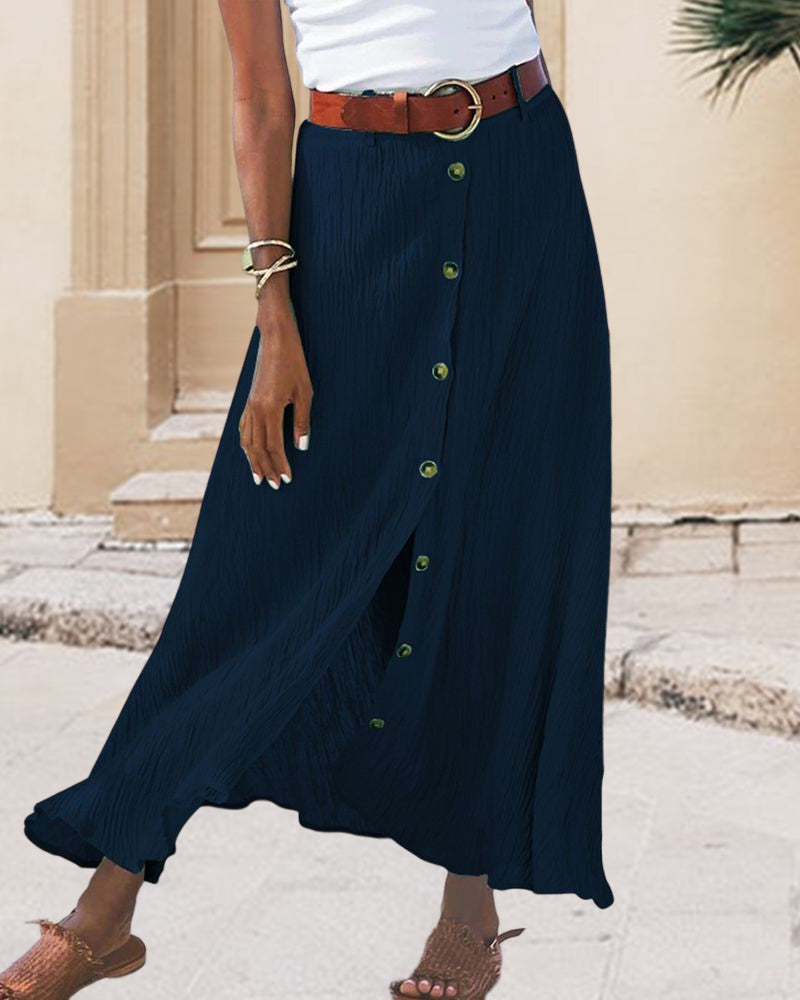 HARRIETTE | FLOWING BUTTON SKIRT