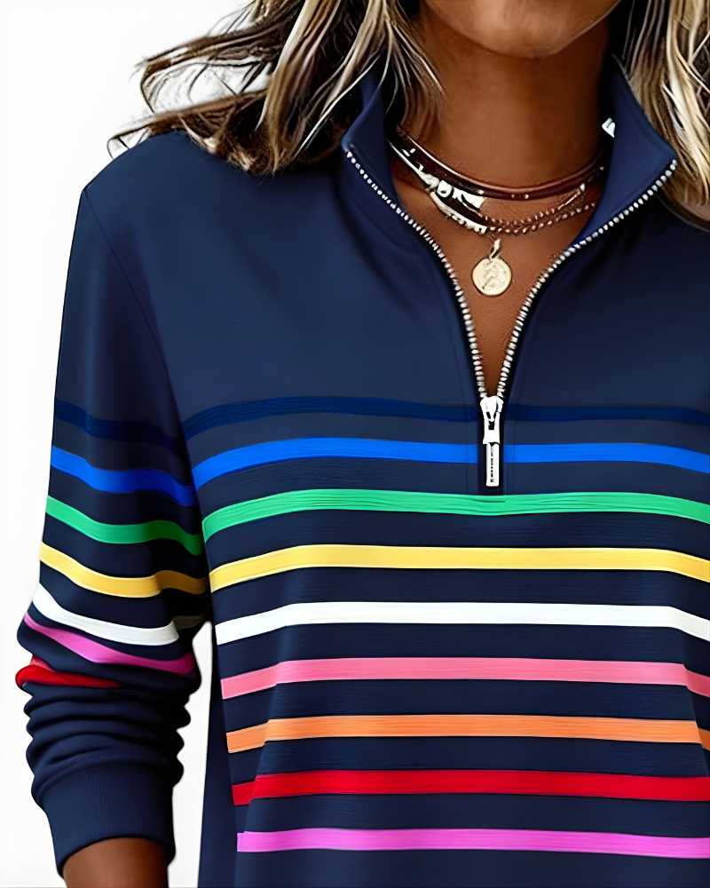 GRACIE | STRIPED ZIP HOODIE
