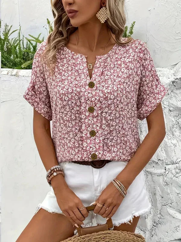 RACHEL | FLORAL BUTTON-UP BLOUSE