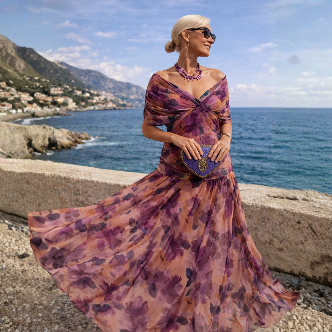 MIKAELA | TUMMY FLATTERING OFF SHOULDER MAXI DRESS
