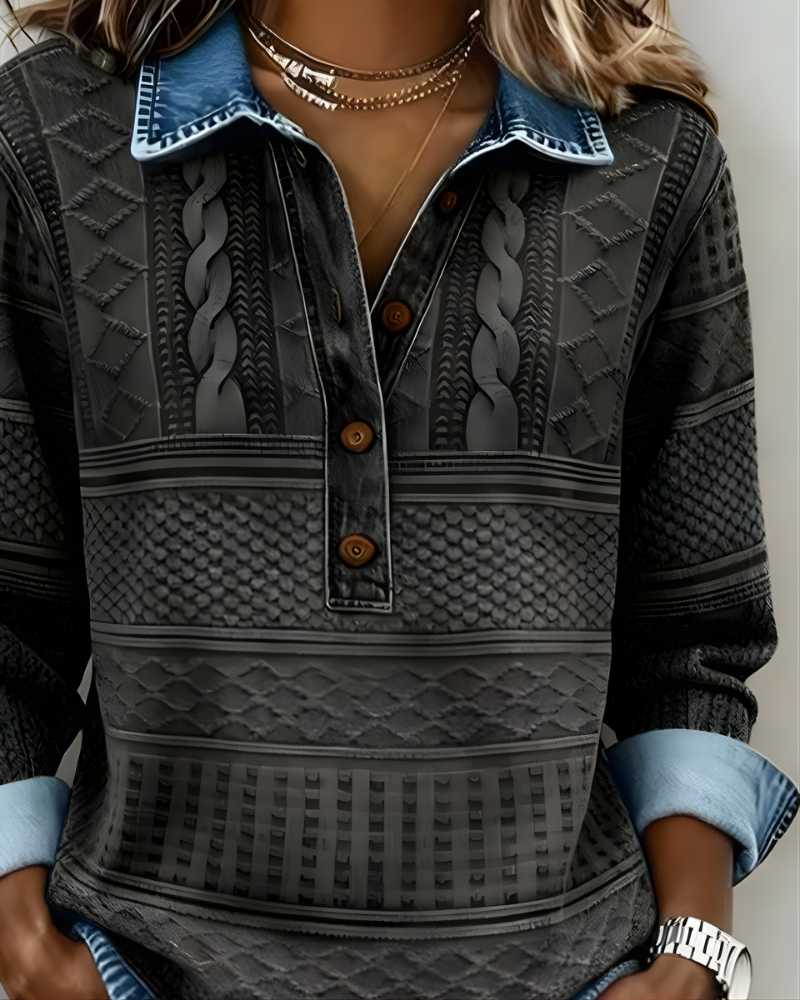 ISOBEL | HALF-BUTTON COLLARED SWEATSHIRT