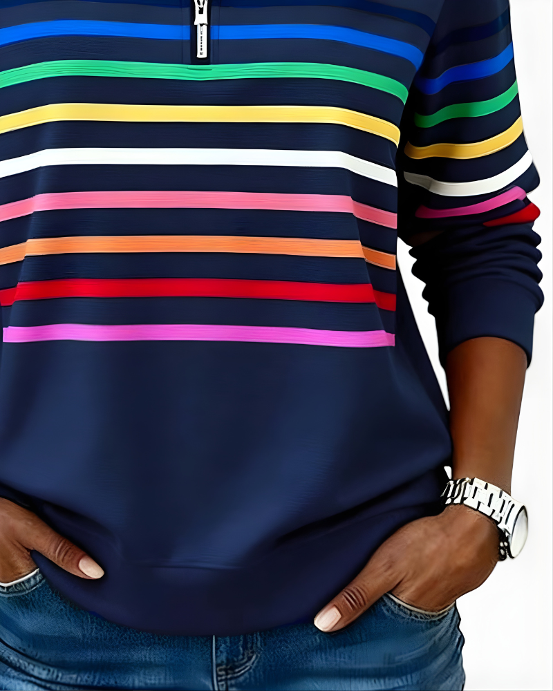 GRACIE | STRIPED ZIP HOODIE