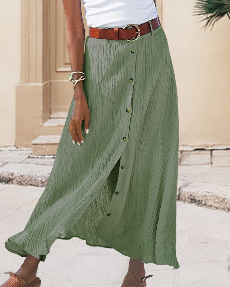 HARRIETTE | FLOWING BUTTON SKIRT