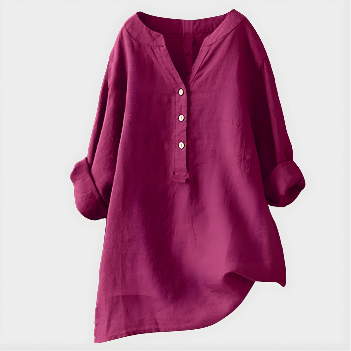 VERONIQUE | ELEGANT COTTON-LINEN V-NECK BLOUSE