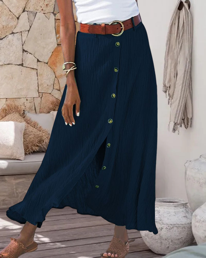 HARRIETTE | FLOWING BUTTON SKIRT