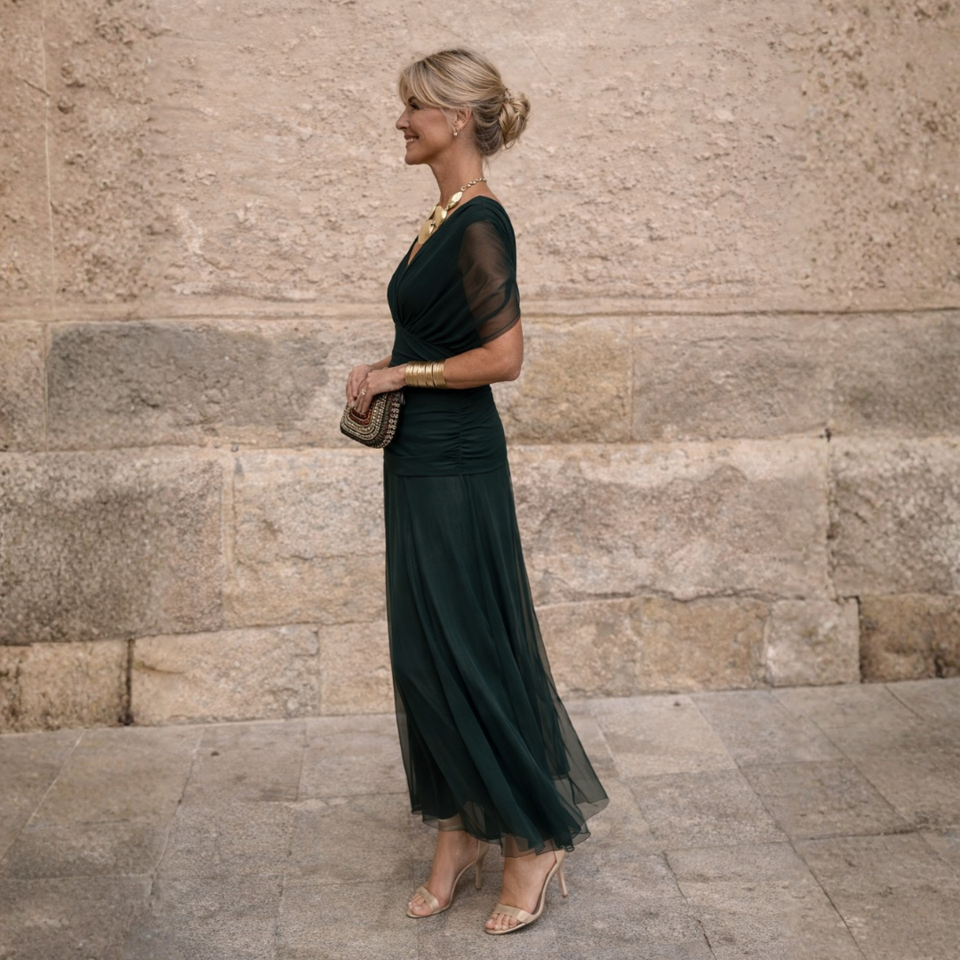 MIKAELA | TUMMY FLATTERING OFF SHOULDER MAXI DRESS