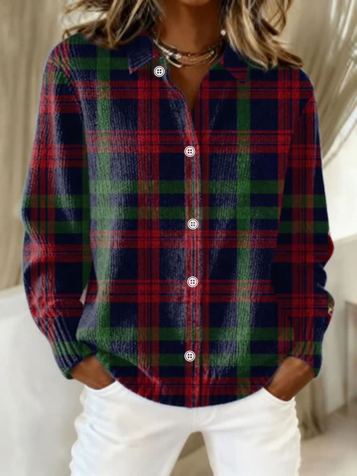 NAOMI | CHECKED HOODIE BLOUSE