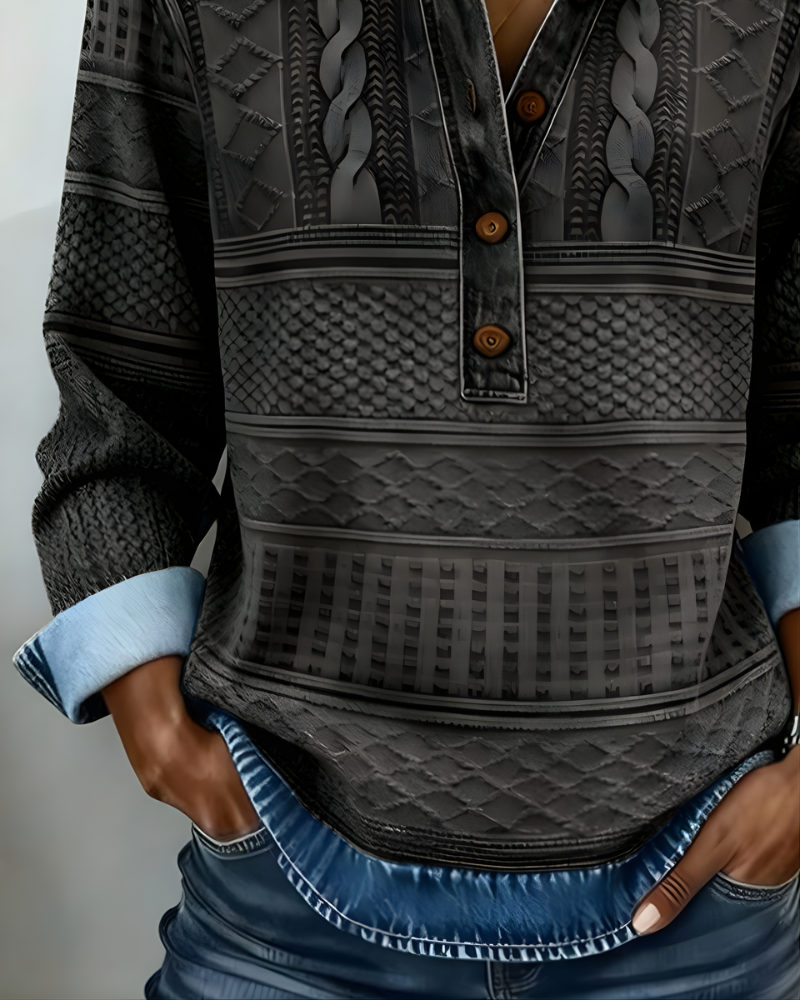 ISOBEL | HALF-BUTTON COLLARED SWEATSHIRT
