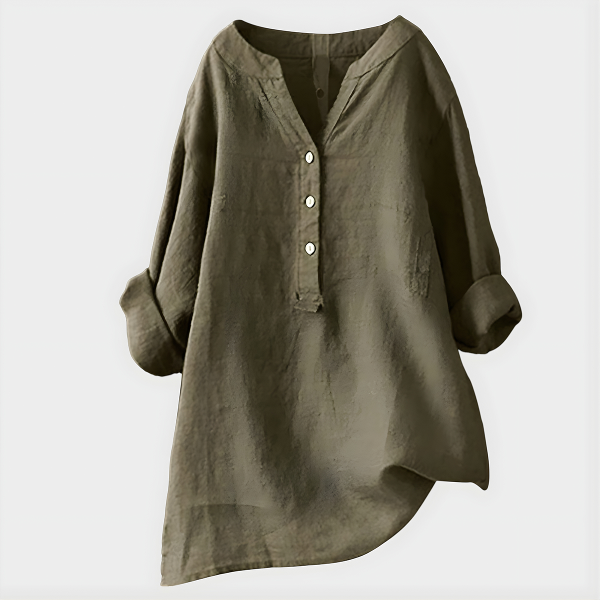 VERONIQUE | ELEGANT COTTON-LINEN V-NECK BLOUSE