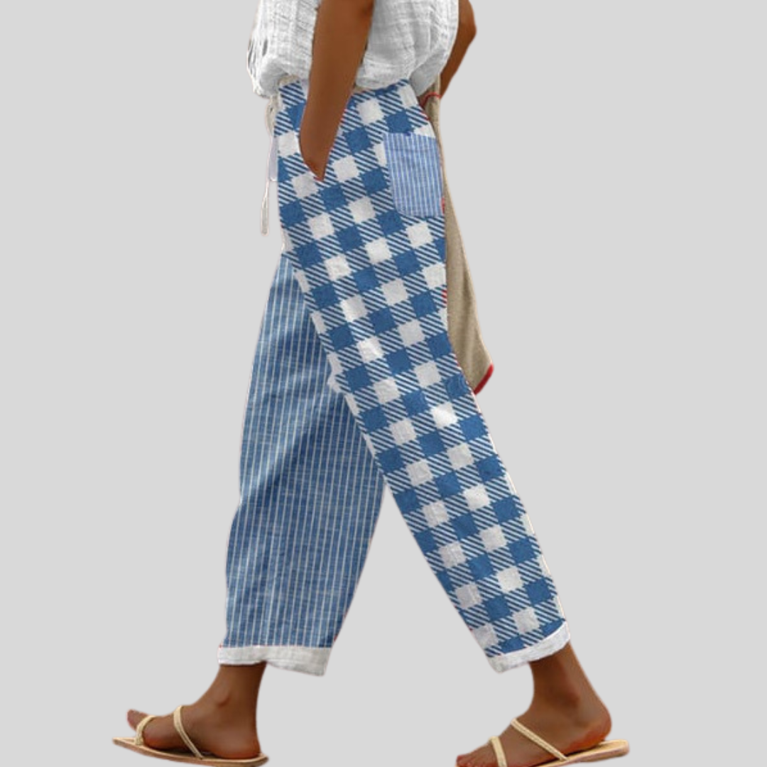 TAYA | PATCHWORK CHECK PANTS