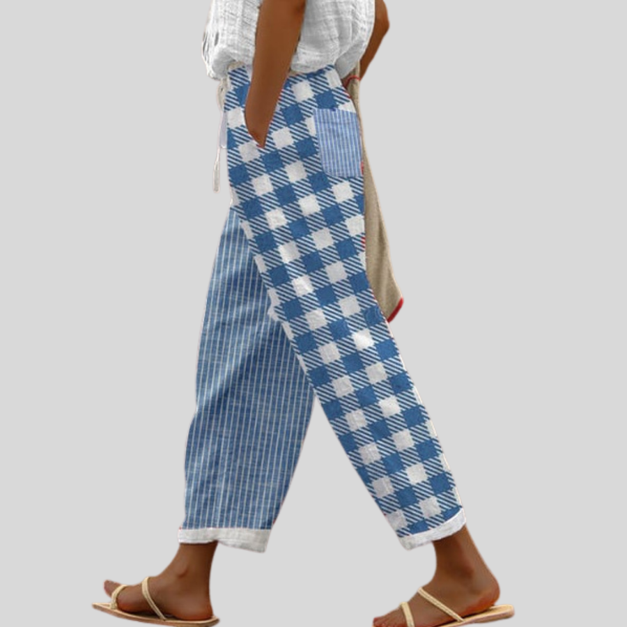 TAYA | PATCHWORK CHECK PANTS