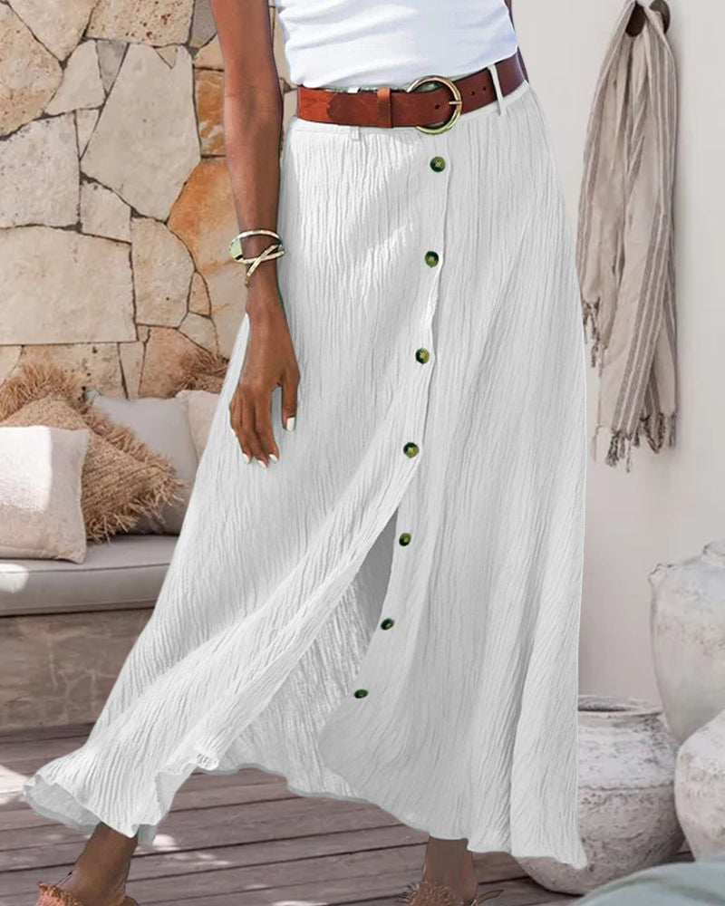 HARRIETTE | FLOWING BUTTON SKIRT